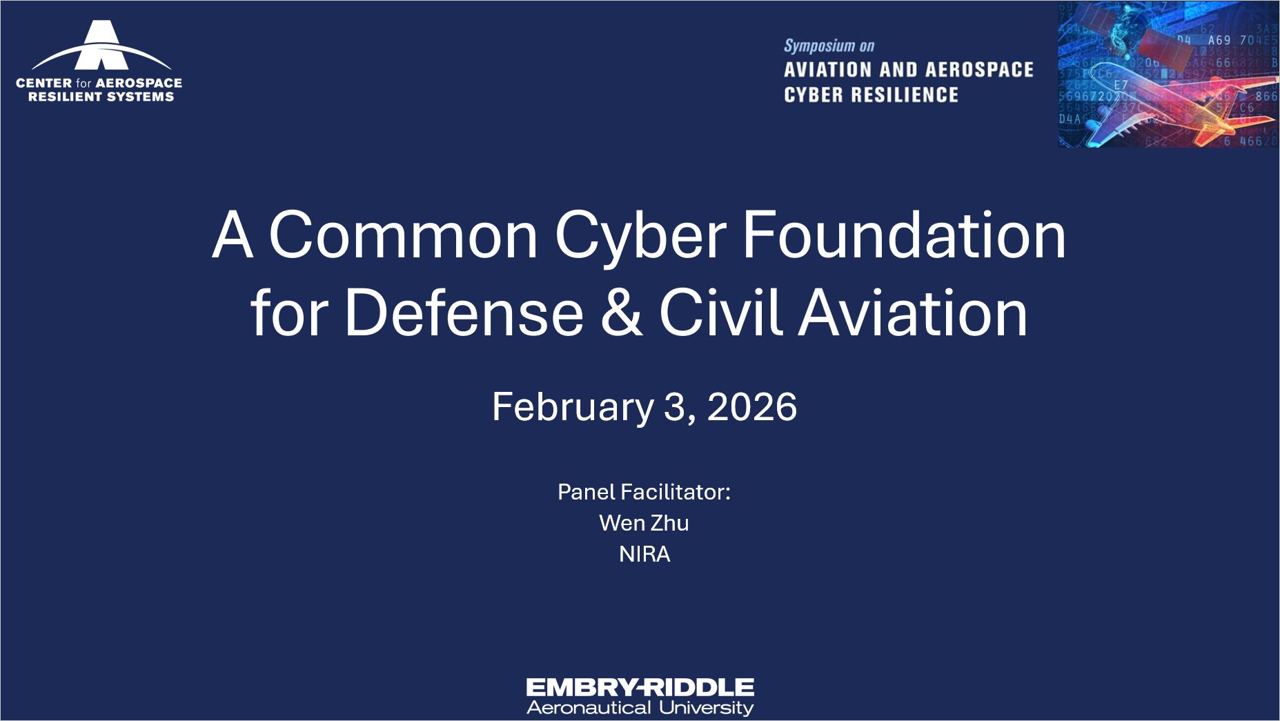 NIRA at ERAU Symposium on Aviation and Aerospace Cyber Resilience